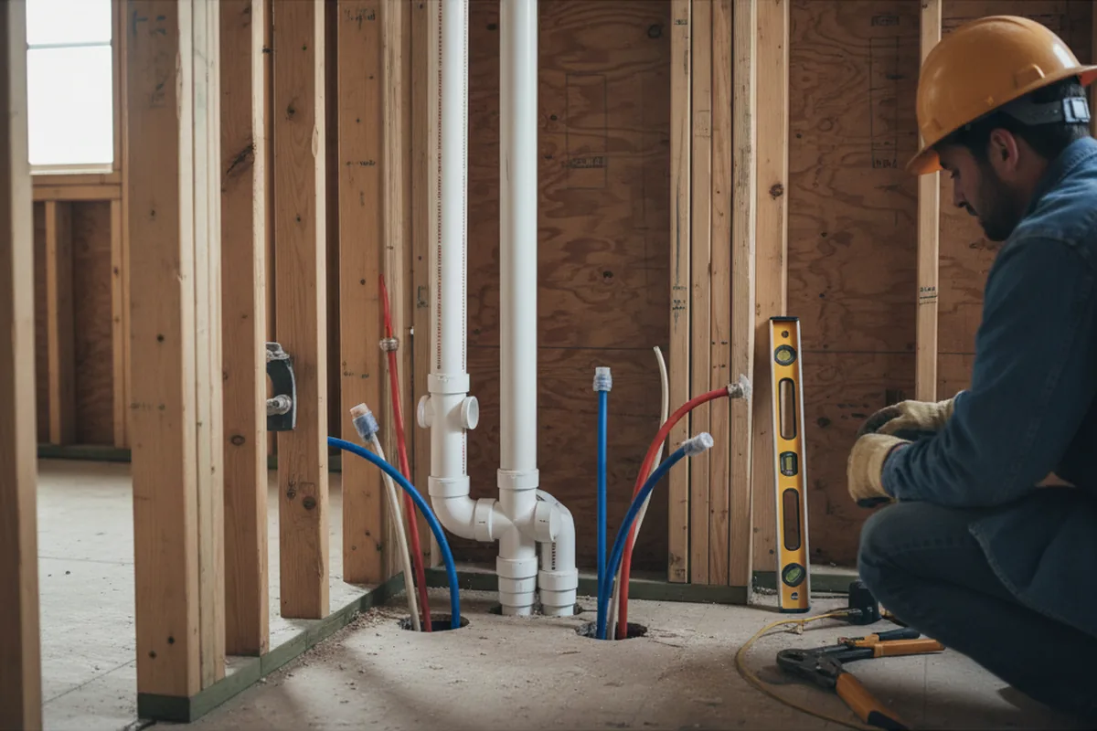 Drain and supply rough-in during Garbage Disposal Repair in Whitewater